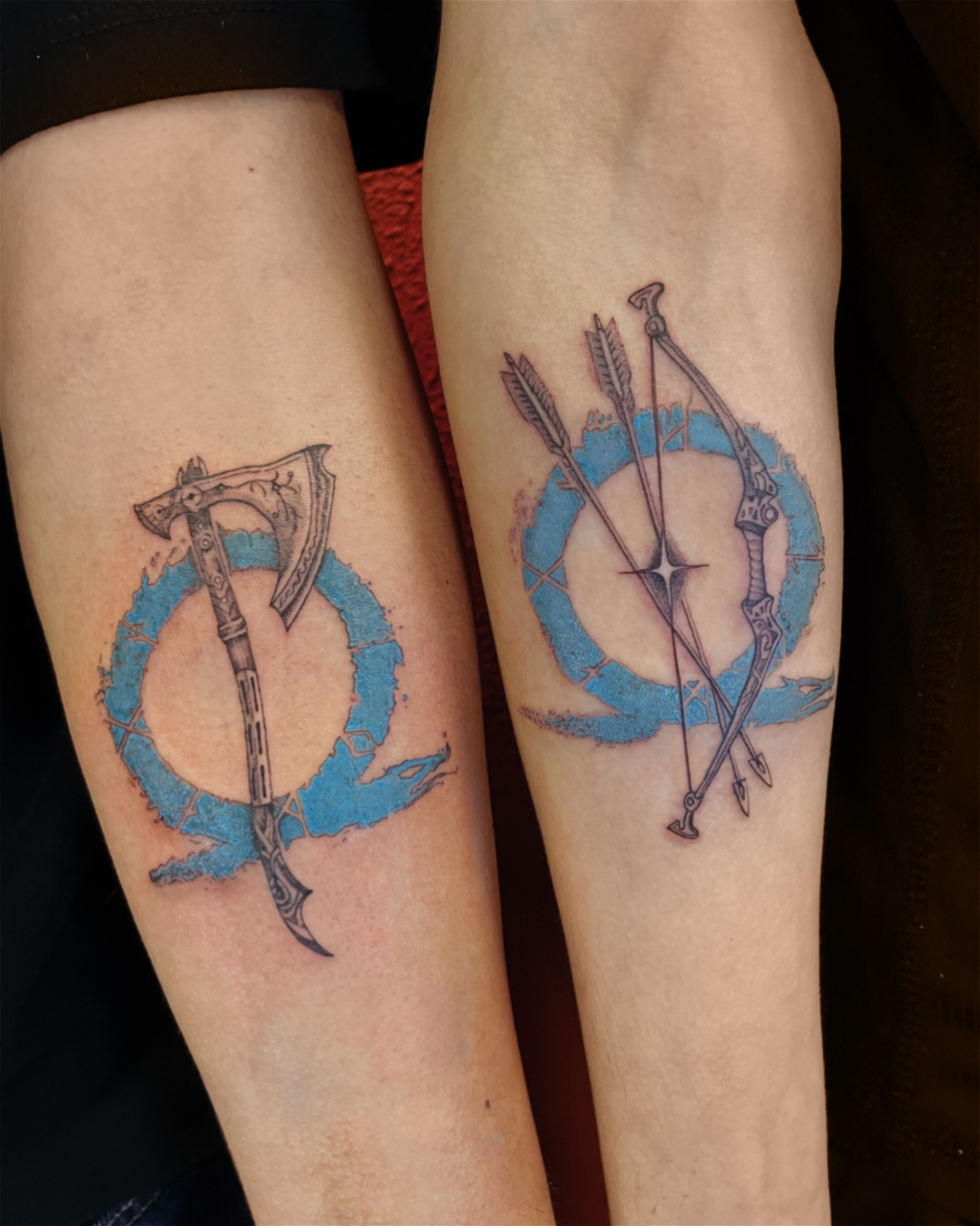 Tatuaje padre/hijo de God of War por Brecha y Rea